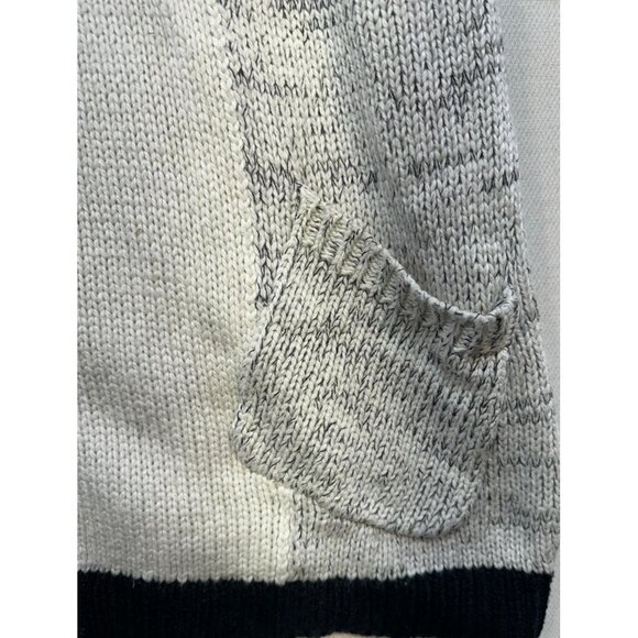 Ellen Tracy Womens Patchwork Zip Knit Cardigan Sweater XL Black & White Blend - Picture 7 of 12